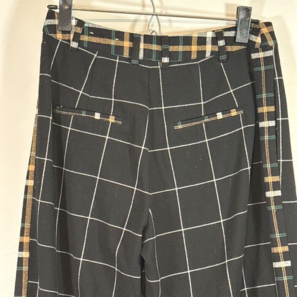 Who What Wear‎ Pants 2 Black Check Plaid Wide Leg Trousers Mixed Pattern Side - Picture 5 of 8